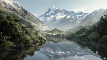 Fototapeta premium photo realistic image mountain, landscape, generation AI 