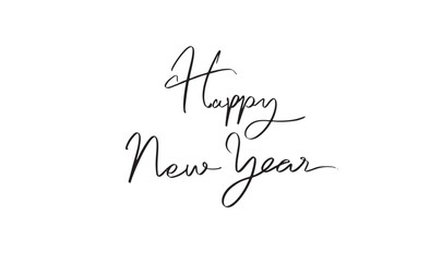 Happy new year text font calligraphy hand written lettering script black color object happy new year merry christmas xmas december month happy new year banner poster festival happy new year winter art