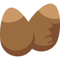 Two Brown Cracked Eggs Side By Side With A Transparent Background Representing Food And Breakfast Concepts