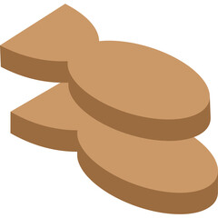 Two Brown Isometric Fish Shapes Stacked Overlapping with a Transparent Background Minimalist Graphic Design
