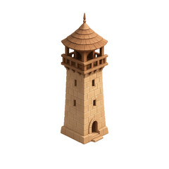 STYLE Icon 3D render, Isometric style of Watchtower &ndash; A tall, wooden, or stone watchtower