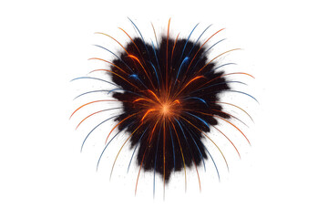 Naklejka premium Firework exploding, creating brilliant sparks and colorful light trails with smoke. This isolated element is perfect for overlays