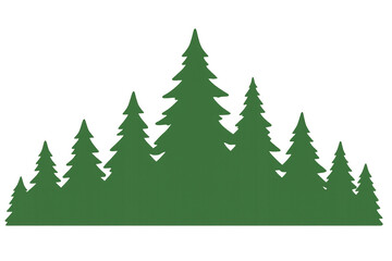 Obraz premium Woodland pine forest silhouette creating an evergreen nature landscape vector graphic on transparent background