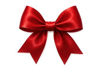 Fototapeta premium Red bow ribbon for gift decoration, celebrating christmas, valentine's day, birthday, and anniversary events on transparent background