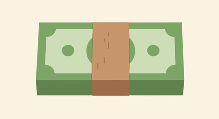 Illustration of a stack of bundled money representing wealth and financial success