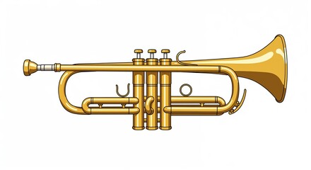 Fototapeta premium Brass Trumpet: A finely detailed depiction of a polished brass trumpet, highlighting its intricate design and gleaming surface. A symbol of musical artistry, waiting to create melodies.