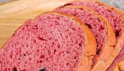 Red velvet bread on a plate