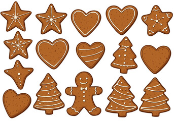 Festive Gingerbread Cookies Collection Stars, Hearts, Trees, and a Gingerbread Man