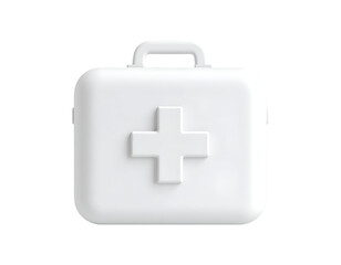 Obraz premium White First Aid Kit Box with Cross Symbol for Medical Emergency and Healthcare Safety