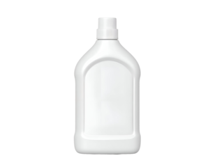 Blank White Plastic Bottle with Recessed Label Area for Cleaning Product on Black Background