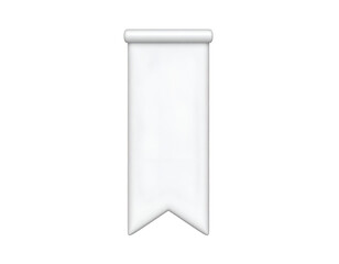 White Blank Vertical Scroll Banner Ribbon Template 3D Render Isolated on Black