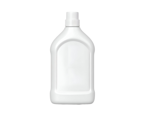 Blank White Plastic Bottle with Recessed Label Area for Cleaning Product on Black Background