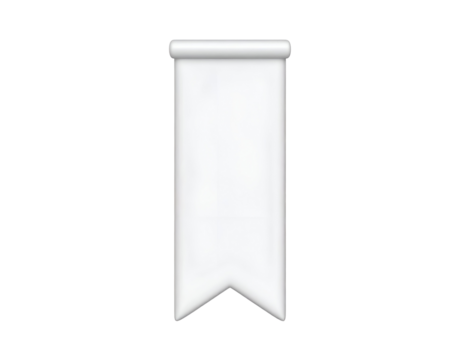 White Blank Vertical Scroll Banner Ribbon Template 3D Render Isolated on Black
