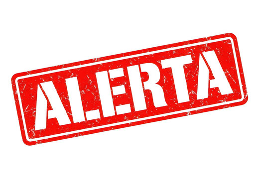 Red alert stamp text isolated on transparent background