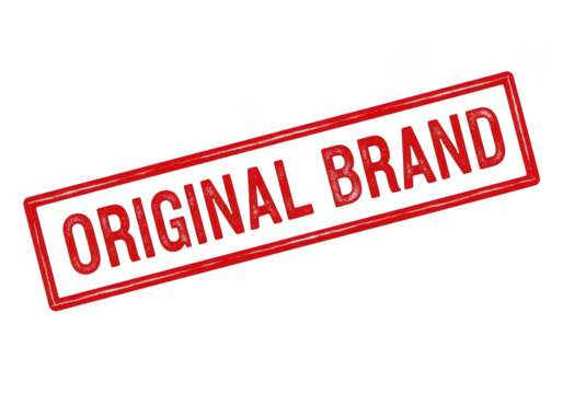 Red neon sign original brand isolated on transparent background