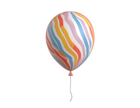 Colorful Striped Party Balloon Isolated on Black Background