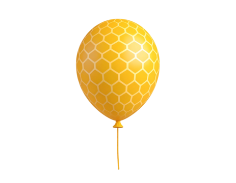 Yellow Honeycomb Pattern Balloon Isolated on Black Background - Powered by Adobe