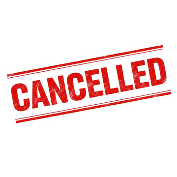 Red stamp text cancelled isolated on transparent background