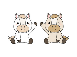 かわいい馬の手描きイラスト 2026年 干支 午年