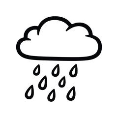 Rain Cloud Illustration Weather Icon with Droplets.