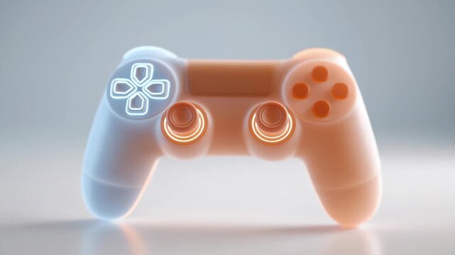 A pastel 3D render of a modern game controller glows softly under studio light. The minimal design expresses creativity, technology, and the playful spirit of digital entertainment - Powered by Adobe