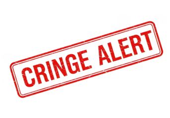 Red cringe alert stamp isolated on transparent background