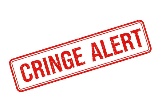 Red cringe alert stamp isolated on transparent background