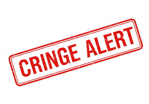 Red cringe alert stamp isolated on transparent background