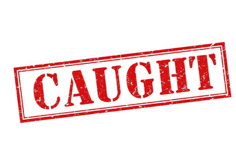 Red caught stamp isolated on transparent background