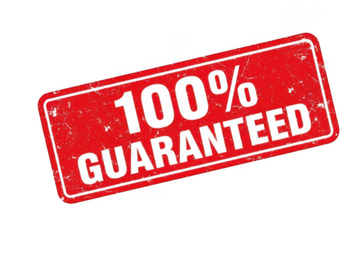 Red 100 percent guaranteed sign isolated on transparent background