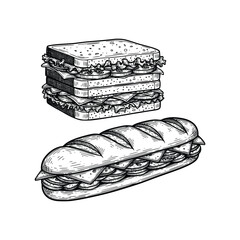 HandDrawn Sandwiches Square and Sub Varieties.
