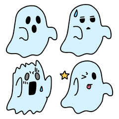 かわいいおばけの表情イラストセット（Affinity Designer版）
