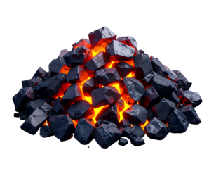 Glowing Hot Coals Pile: Abstract Energy and Heat Source on Black Background