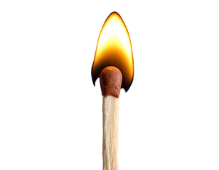 Lit Matchstick with Bright Burning Flame Against a Dark Black Background