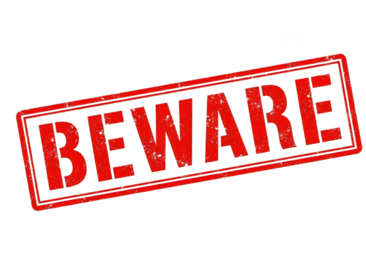 Red beware stamp text isolated on transparent background