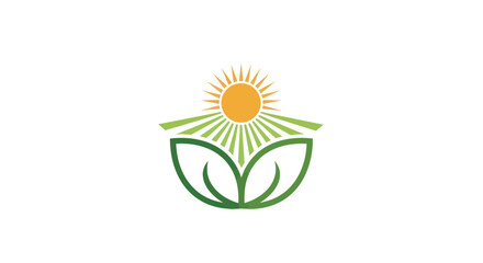 Green leaves and sun logo representing nature and growth in a beautiful design.