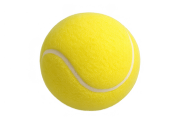 Yellow tennis ball isolated on transparent background, symbolizing sport, competition, and healthy lifestyle