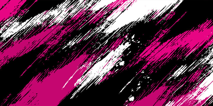 Black pink white brush pattern car sticker banner sporty abstract lines black pink color combination grunge brush pattern modern motorsport racing design
