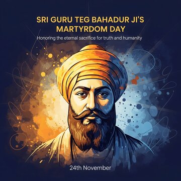 Portrait of guru tegh bahadur ji on martyrdom day