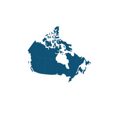 Detailed map of Canada in classic blue offers a clean, modern representation for educational materials, business reports, travel guides, and presentations.