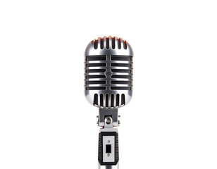 Classic Retro Studio Microphone Isolated on Black Background