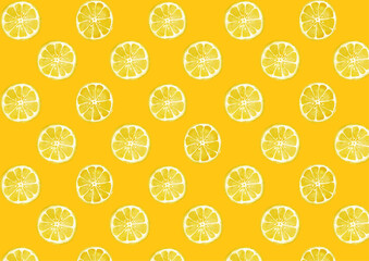 水彩風 輪切りレモン(均等)のパターン
