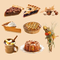 Thanksgiving dinner design element remix set