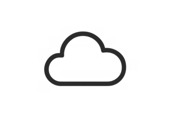 Cloud computing outline icon representing data storage and network infrastructure on transparent background