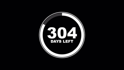 Countdown timer showing 365 days left in a circular graphic on a black background for events and promotions, 365 days left timer with circular progress bar.
