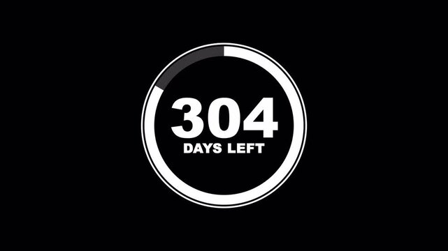 Countdown timer showing 365 days left in a circular graphic on a black background for events and promotions, 365 days left timer with circular progress bar.