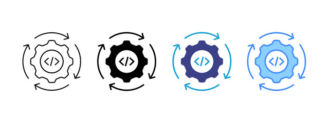Automation Tools icon set multiple style collection