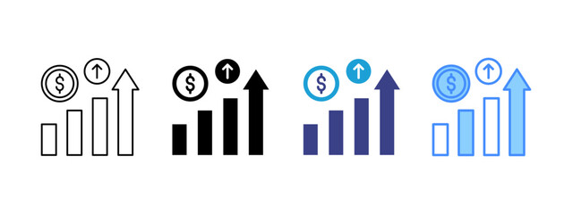 Business Growth icon set multiple style collection