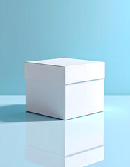 Minimalist White Box on Blue Background for Mockup and Display