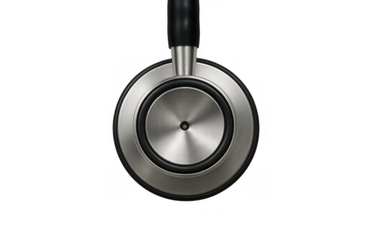 Stethoscope diaphragm showcasing medical diagnosis and health checkup equipment on transparent background